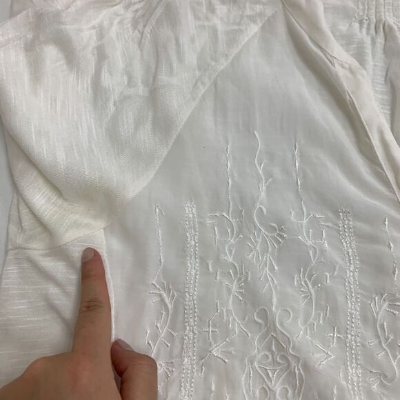 Coldwater Creek Embroidered Tunic Womens M Medium White Button Front Semi Sheer - Picture 11 of 15